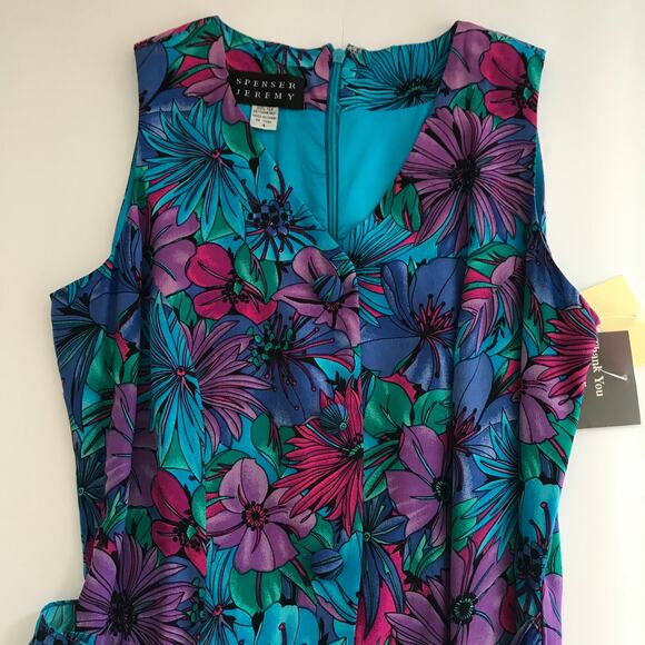 Vintage Spenser Jeremy Faux Wrap Dress 100% Silk Y2K Size 4 Floral Lined NWT - Picture 4 of 14